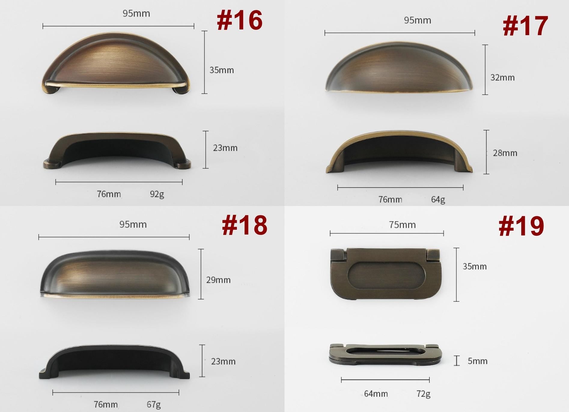 Solid Brass Cabinet Cup Pulls - Dark Bronze Finish for Wardrobes - #4 / 1pc