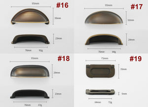 Solid Brass Cabinet Cup Pulls - Dark Bronze Finish for Wardrobes - #4 / 1pc