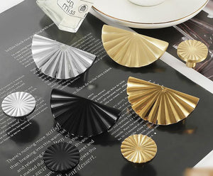 Solid Brass Geometric Cabinet Pulls & Knobs - Black Finish Hardware - Black 68mm (half) / 1pc
