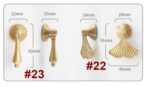 Solid Brass Floral Cabinet Cup Pulls - Gold Finish for Wardrobes - #6 / 1pc