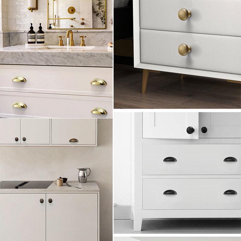 Cup Bin Drawer Pulls & Knobs Black Chrome Solid Brass Modern Minimalist Classic Industrial Kitchen Cabinet Handles Dresser Furniture Upgrade