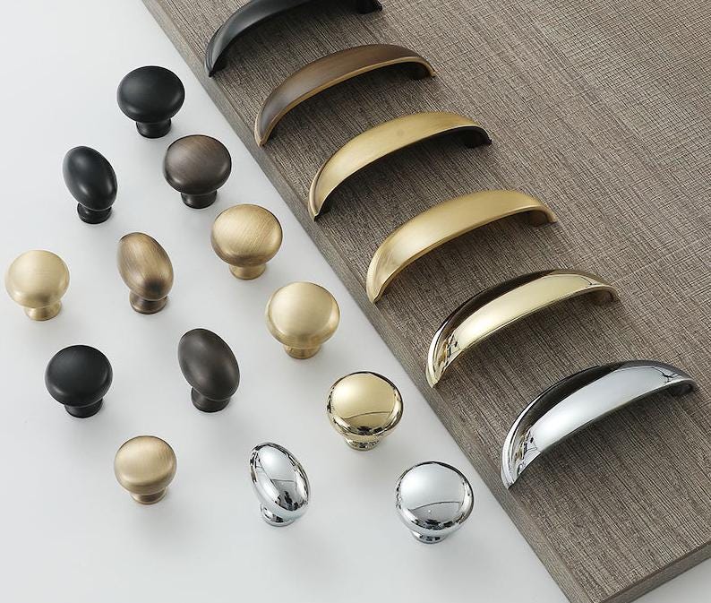 Cup Bin Drawer Pulls & Knobs Black Chrome Solid Brass Modern Minimalist Classic Industrial Kitchen Cabinet Handles Dresser Furniture Upgrade