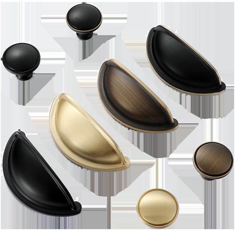 Solid Brass Round Cabinet Cup Pulls - Brushed Gold Finish Hardware - #2 Brass / 1pc