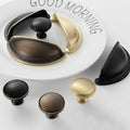 Solid Brass Round Cabinet Cup Pulls - Brushed Gold Finish Hardware - #1 Brass / 1pc