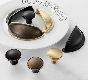 Solid Brass Round Cabinet Cup Pulls - Brushed Gold Finish Hardware - #1 Brass / 1pc