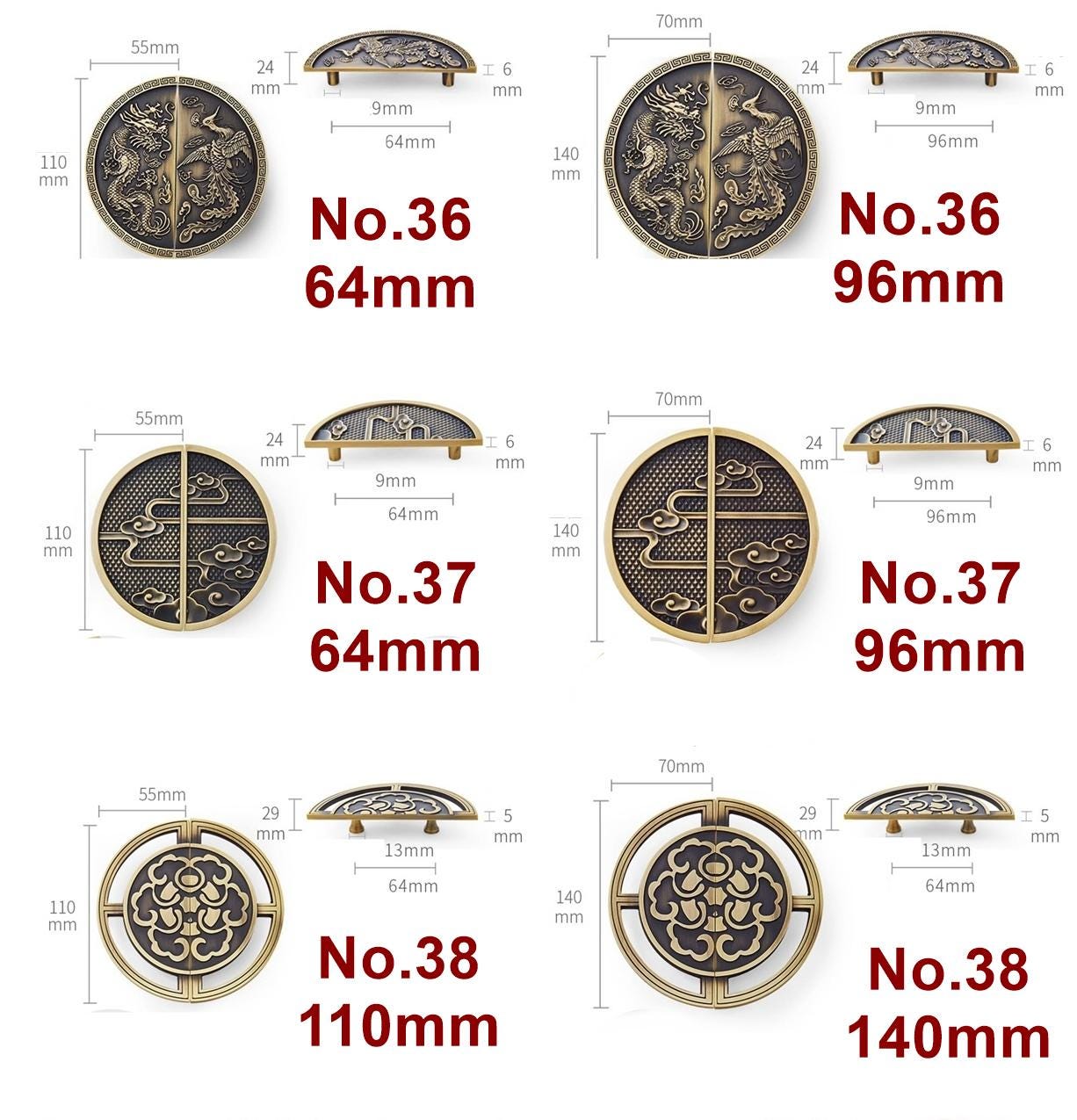 Solid Brass Vintage Cabinet Pulls & Knobs - Furniture Hardware - No.10 / 1 pc