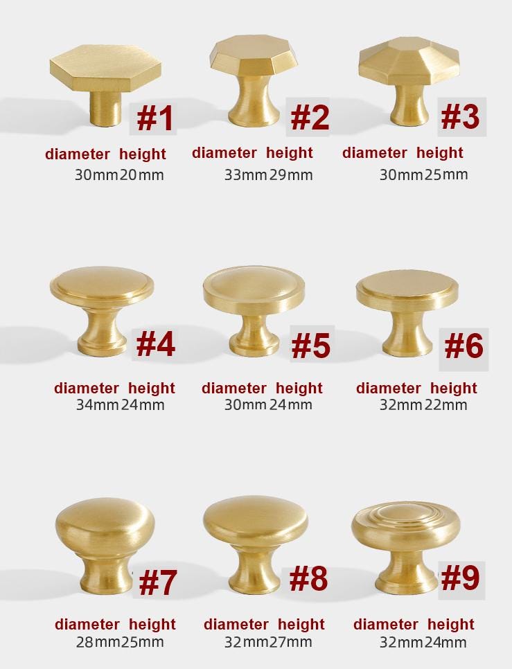 Brushed Solid Brass Handles Knobs Cupboard Kitchen Cup Drawer Bin Pulls Cabinet Door Furniture Decor Hardware Wholesale Bulk