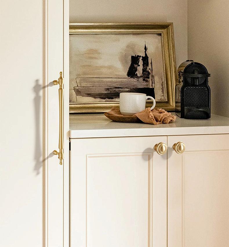 Brushed Solid Brass Handles Knobs Cupboard Kitchen Cup Drawer Bin Pulls Cabinet Door Furniture Decor Hardware Wholesale Bulk