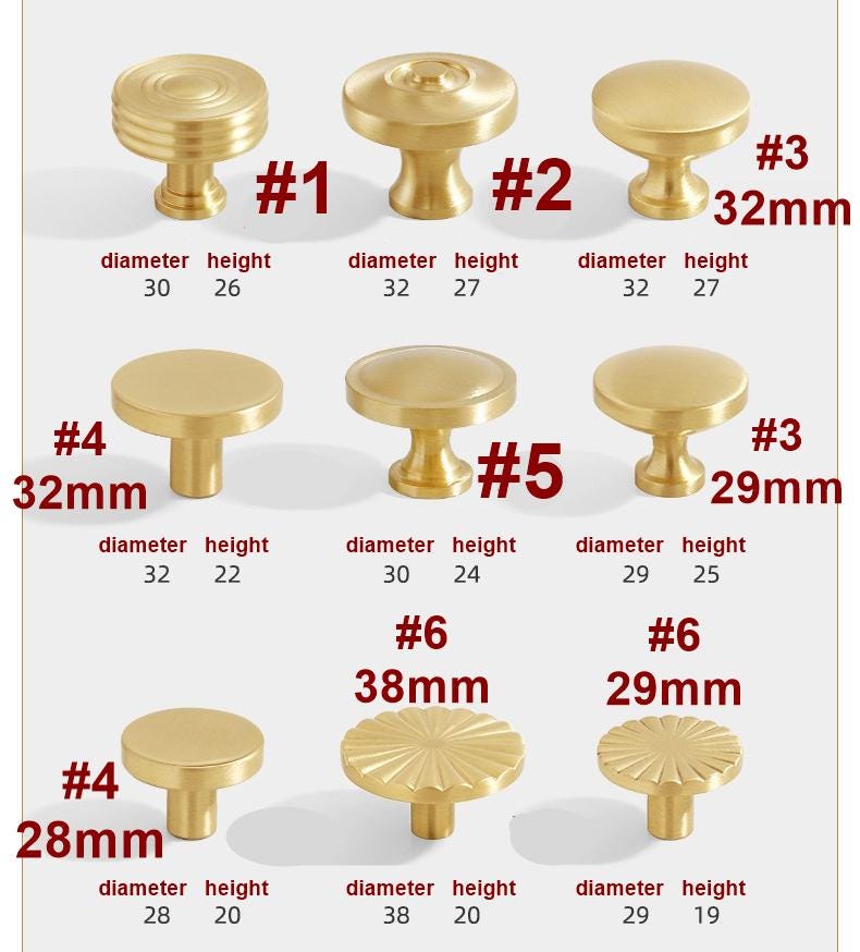 Brushed Solid Brass Handles Knobs Cupboard Kitchen Cup Drawer Bin Pulls Cabinet Door Furniture Decor Hardware Wholesale Bulk