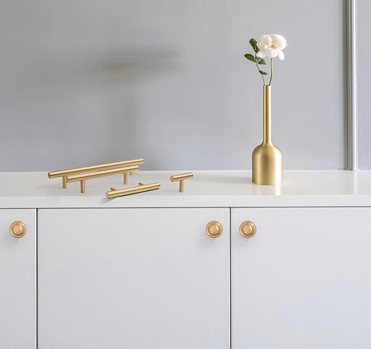 Brushed Solid Brass Handles Knobs Cupboard Kitchen Cup Drawer Bin Pulls Cabinet Door Furniture Decor Hardware Wholesale Bulk