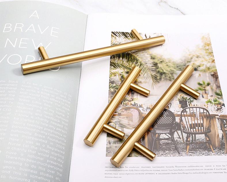 Brushed Solid Brass Handles Knobs Cupboard Kitchen Cup Drawer Bin Pulls Cabinet Door Furniture Decor Hardware Wholesale Bulk