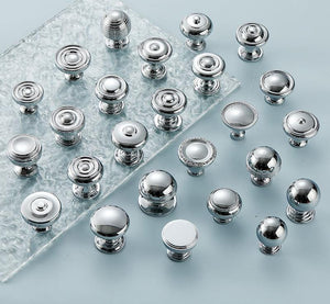 Solid Brass Round Cabinet Pulls & Knobs - Polished Silver Finish - #1 / 1pc