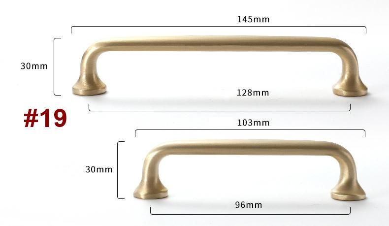 Matte Gold Solid Brass Cabinet Handles Knobs Set Modern Minimalist Scandinavian Drawer Pulls Kitchen Dresser Bathroom Furniture Makeover