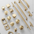 Solid Brass Geometric Cabinet Pulls & Knobs - Matte Gold Finish - #1 / 1pc