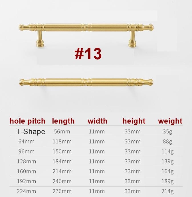 Solid Brass Fluted Cabinet Pulls & Knobs - Brushed Gold Finish - #2 - 25mm / 1pc