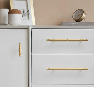 Solid Brass Fluted Cabinet Pulls & Knobs - Brushed Gold Finish - #4 - 32mm / 1pc