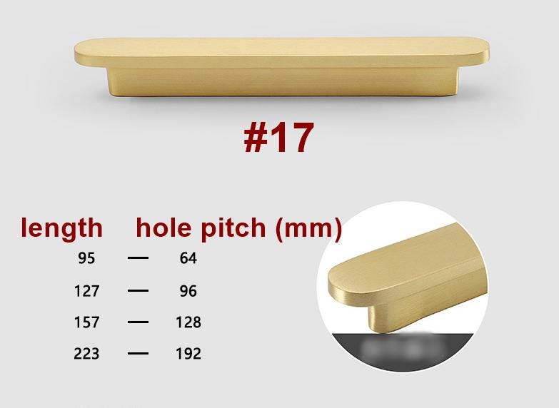 Brushed Solid Brass Handles Knobs Cupboard Kitchen Cup Drawer Bin Pulls Cabinet Door Furniture Decor Hardware Wholesale Bulk