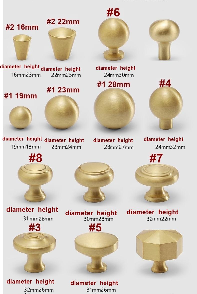 Brushed Solid Brass Handles Knobs Cupboard Kitchen Cup Drawer Bin Pulls Cabinet Door Furniture Decor Hardware Wholesale Bulk