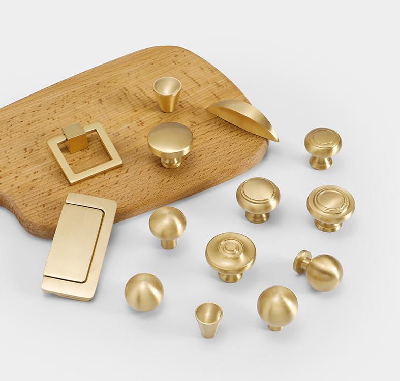 Brushed Solid Brass Handles Knobs Cupboard Kitchen Cup Drawer Bin Pulls Cabinet Door Furniture Decor Hardware Wholesale Bulk