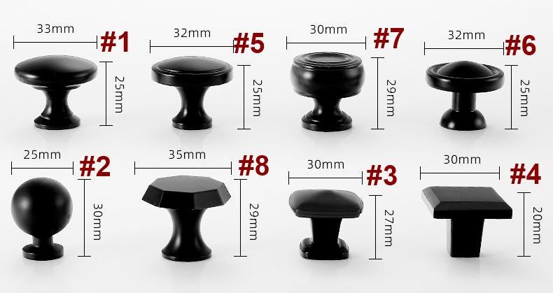Modern Matte Black Cabinet Handles Knobs Set Minimalist Solid Brass Drawer Pulls for Kitchen Bedroom Wardrobe Furniture Renovation Projects