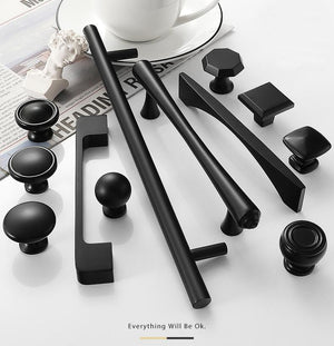 Solid Brass Geometric Cabinet Pulls & Knobs - Black Finish Hardware - #1 / 1pc
