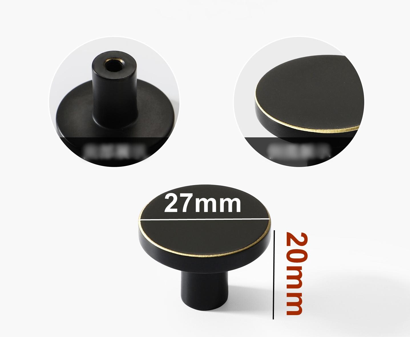 Solid Brass Round Cabinet Pulls & Knobs - Black Finish for Cabinets - Black Bronze 27mm / 1pc
