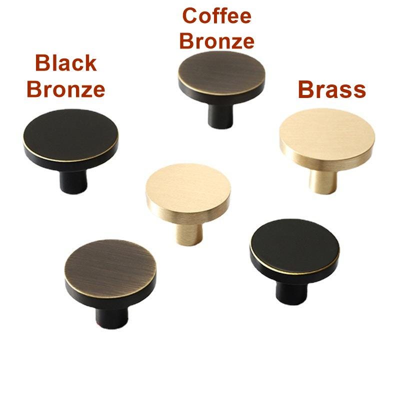 MCM Black Aged Solid Brass Drawer Knob 1 1 1/4" Mid Century Modern Hardware For Unique Handmade Kitchen Bathroom Cabinet Dresser Home Decor