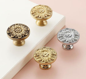 Solid Brass Floral Cabinet Pulls & Knobs - Silver Finish Hardware - view 6