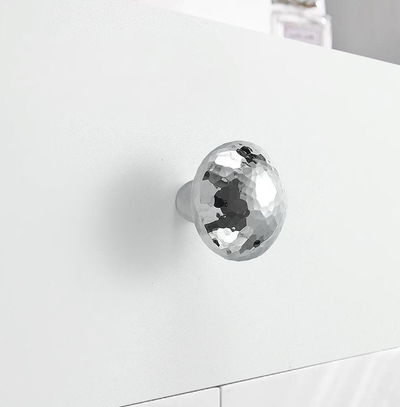 Hammered Chrome Solid Brass Cabinet Knobs Modern Industrial Style Drawer Pulls Kitchen Cabinets Dresser Wardrobe Furniture