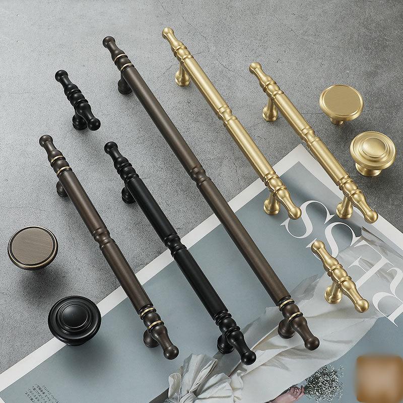 Vintage Decorative Cabinet Handles Knobs Classic Solid Brass Bronze Black Furniture Pulls Kitchen Dresser Drawers Elegant Antique Style