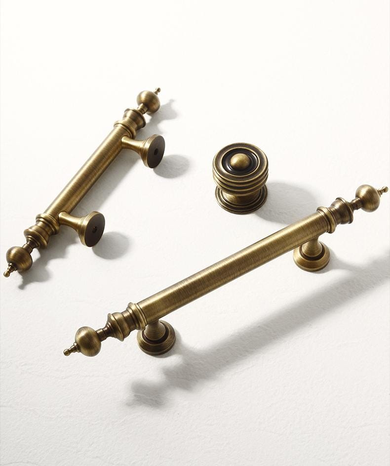 Aged Brass Drawer Pull Knob Handle Antique Bronze Hardware For Unique Handmade Furniture Vintage Home Kitchen Bathroom Cabinet Dresser Decor