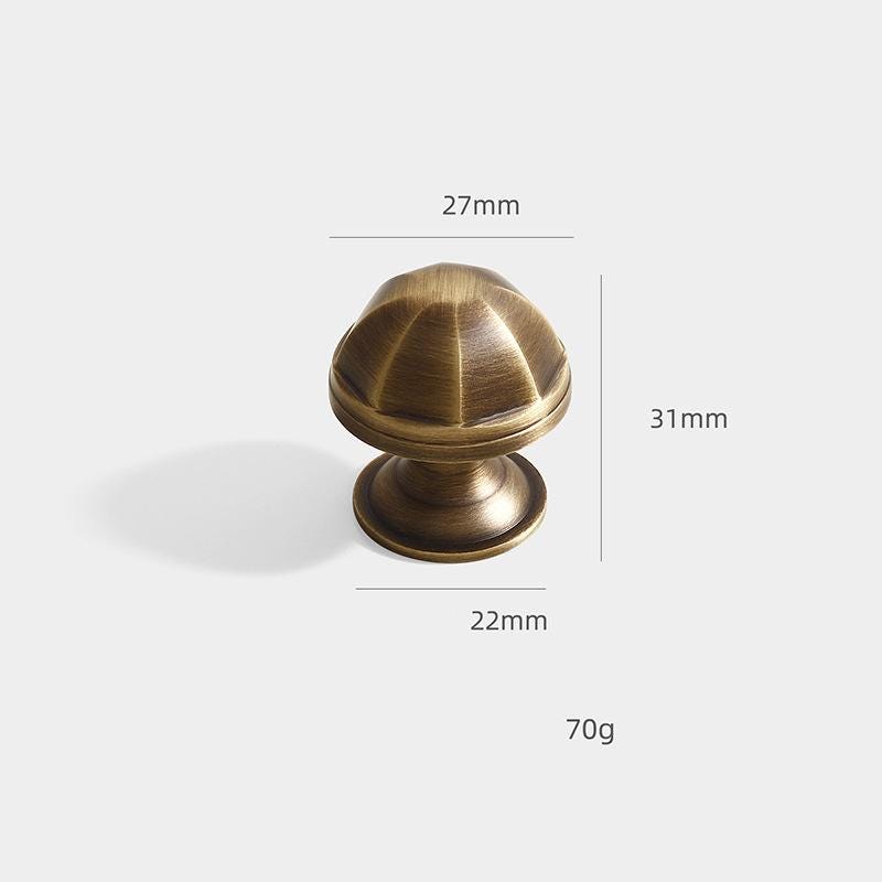 Aged Solid Brass Mushroom Drawer Knob 1 1/4" Antique Bronze Hardware For Unique Handmade Vintage Home Kitchen Bathroom Cabinet Dresser Decor