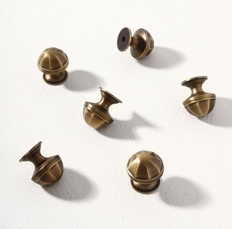 Aged Solid Brass Mushroom Drawer Knob 1 1/4" Antique Bronze Hardware For Unique Handmade Vintage Home Kitchen Bathroom Cabinet Dresser Decor