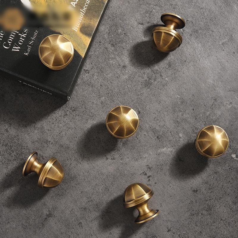 Aged Solid Brass Mushroom Drawer Knob 1 1/4" Antique Bronze Hardware For Unique Handmade Vintage Home Kitchen Bathroom Cabinet Dresser Decor