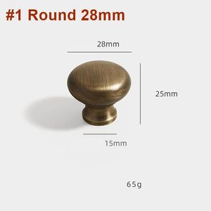 Solid Brass Round Cabinet Pulls & Knobs - Antique Bronze Finish - #1 Round 31mm / 1pc