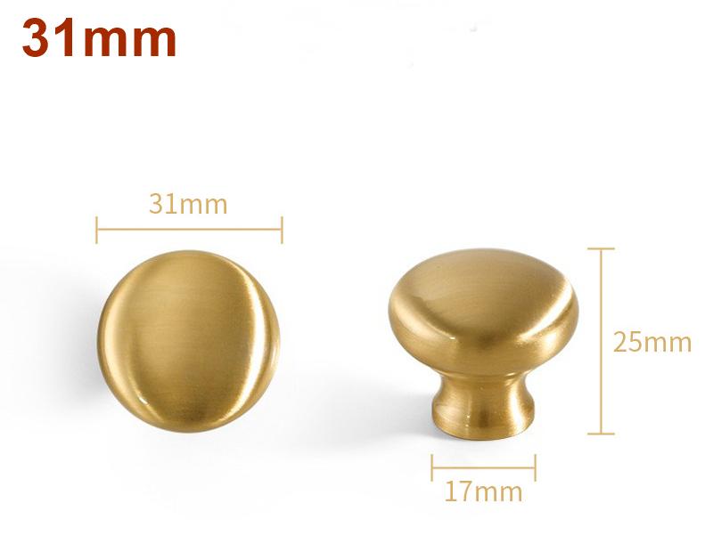 Brushed Solid Brass Mushroom Drawer Knob 1" 1 1/8" 1 1/4" Hardware For Unique Handmade Vintage Home Kitchen Bathroom Cabinet Dresser Decor
