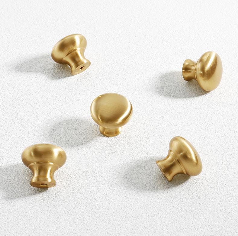 Brushed Solid Brass Mushroom Drawer Knob 1" 1 1/8" 1 1/4" Hardware For Unique Handmade Vintage Home Kitchen Bathroom Cabinet Dresser Decor