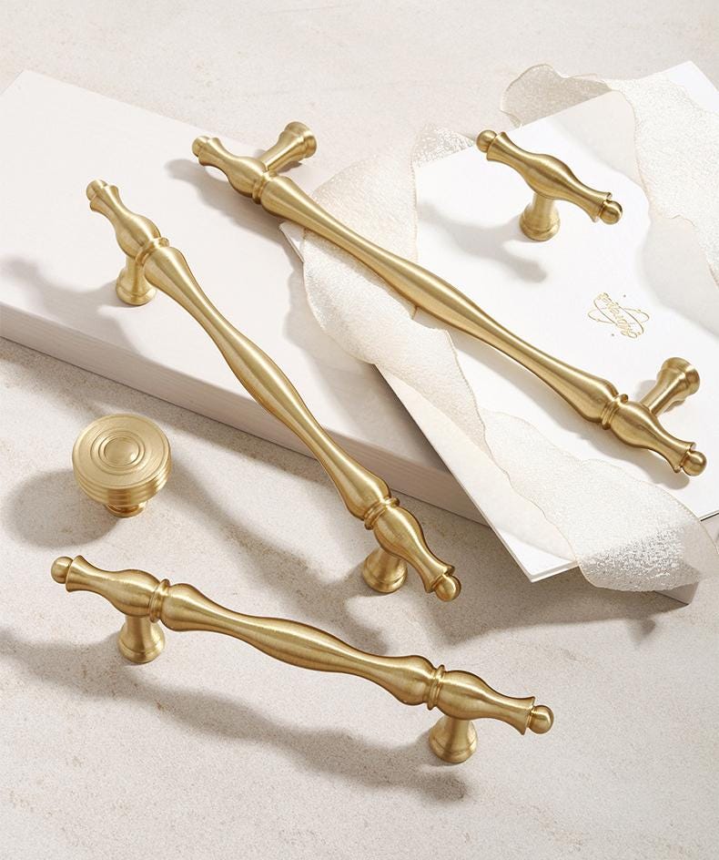 Brushed Solid Brass Drawer Pull Knob Handle Hardware For Unique Handmade Vintage Home Kitchen Bathroom Cabinet Dresser Decor Wholesale Bulk