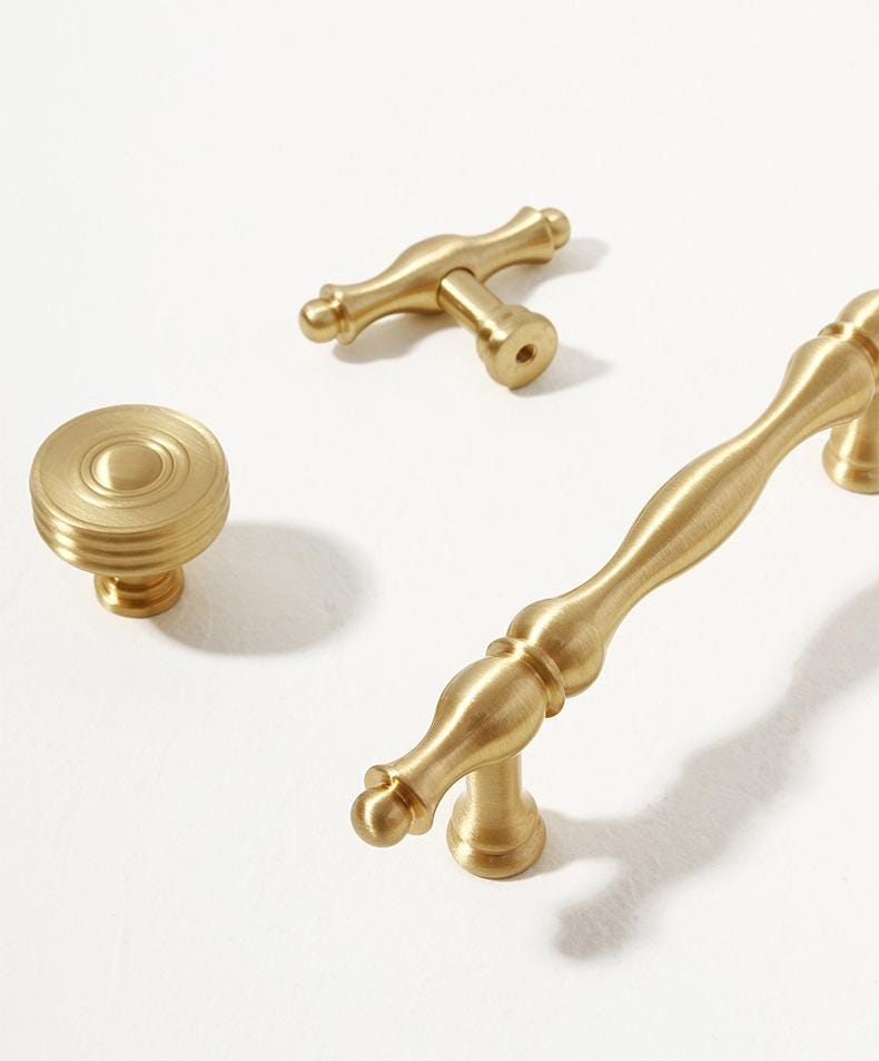 Brushed Solid Brass Drawer Pull Knob Handle Hardware For Unique Handmade Vintage Home Kitchen Bathroom Cabinet Dresser Decor Wholesale Bulk
