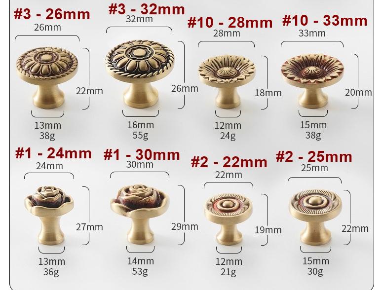Vintage Antique Solid Brass Drawer Pulls and Cabinet Knobs Baroque Floral Handles Classic Retro Furniture Restoration