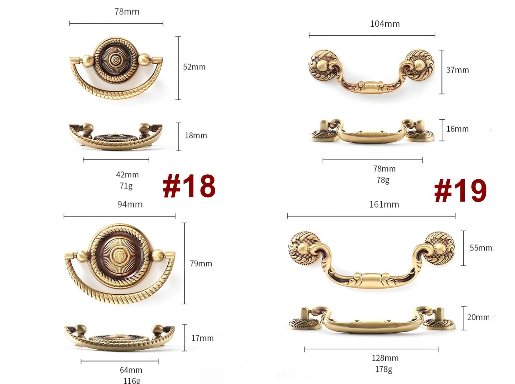 Vintage Antique Solid Brass Drawer Pulls and Cabinet Knobs Baroque Floral Handles Classic Retro Furniture Restoration