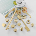 Matte Gold Solid Brass Cabinet Pulls and Knobs Minimalist Scandinavian Modern Handles Drawers Kitchen Bathroom Cabinets Dressers Wardrobes