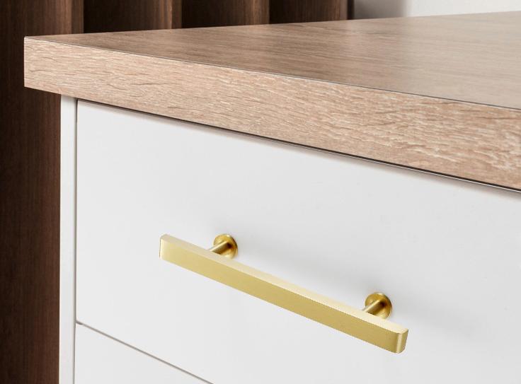 Matte Gold Solid Brass Cabinet Pulls and Knobs Minimalist Scandinavian Modern Handles Drawers Kitchen Bathroom Cabinets Dressers Wardrobes