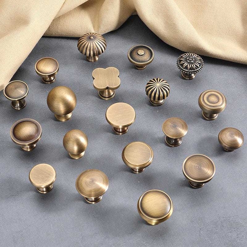 Aged Solid Brass Drawer Knob Antique Bronze Hardware For Unique Handmade Furniture Retro Vintage Home Kitchen Bathroom Cabinet Dresser Decor