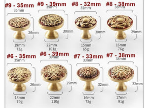 Solid Brass Floral Cabinet Pulls & Knobs - Gold Finish for Cabinets - #2 - 22mm / 1pc
