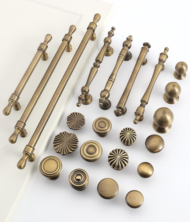 Aged Brass Drawer Pull Knob Handle Antique Bronze Hardware For Unique Handmade Furniture Vintage Home Kitchen Bathroom Cabinet Dresser Decor