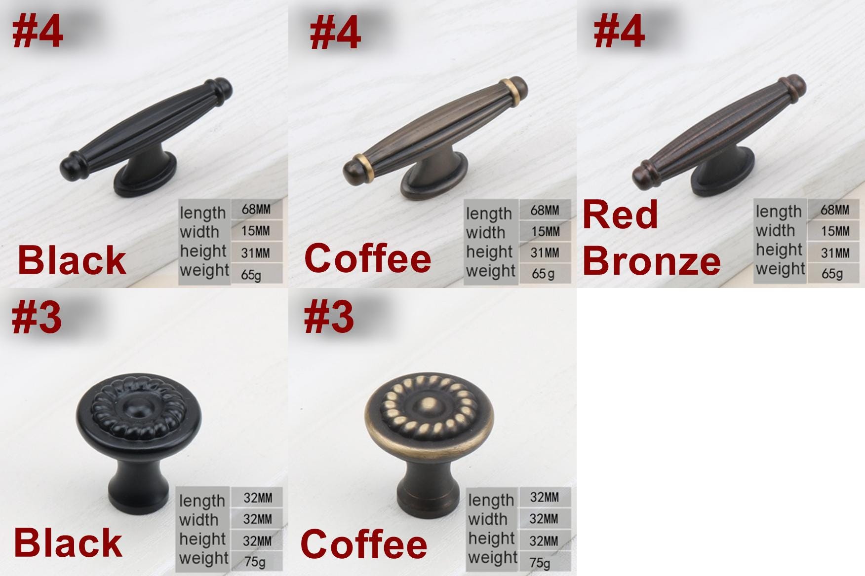 Vintage Cabinet Pulls Knobs Set Bronze Solid Brass Handles Kitchen Bedroom Dresser Rustic Country Farmhouse Classic Style Furniture