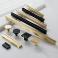 Modern Minimalist Solid Brass Cabinet Pulls Knobs Matte Black Brushed Gold Handles Kitchen Wardrobe Drawer Furniture Decor