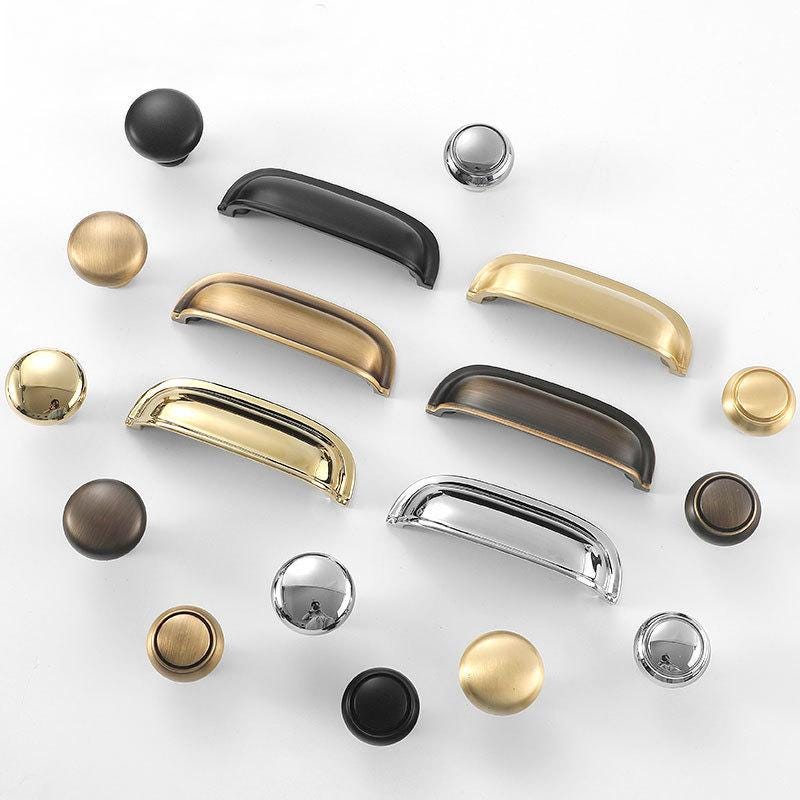 Cup Pulls Round Solid Brass Cabinet Knobs Vintage Modern Classic Kitchen Drawer Handles Gold Bronze Chrome Black