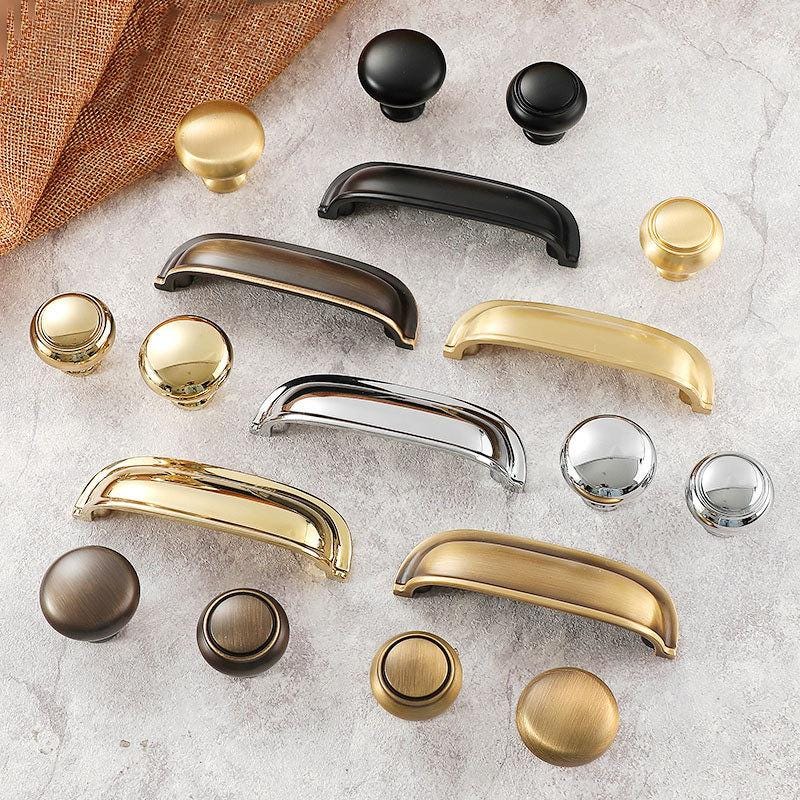 Cup Pulls Round Solid Brass Cabinet Knobs Vintage Modern Classic Kitchen Drawer Handles Gold Bronze Chrome Black